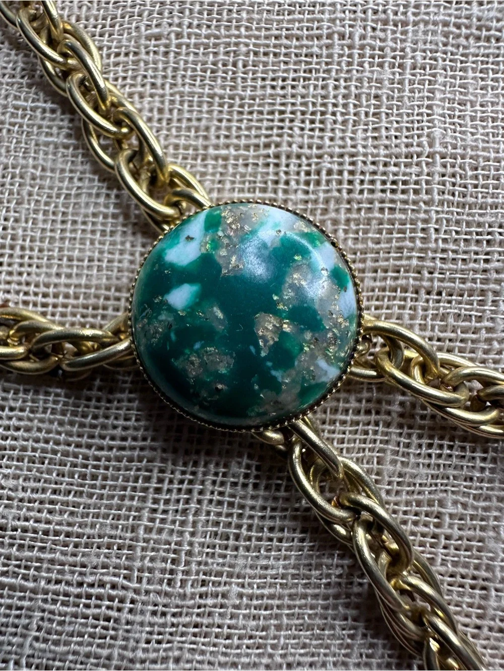 Vintage 60s 70s Confetti Cabochon Chain Belt